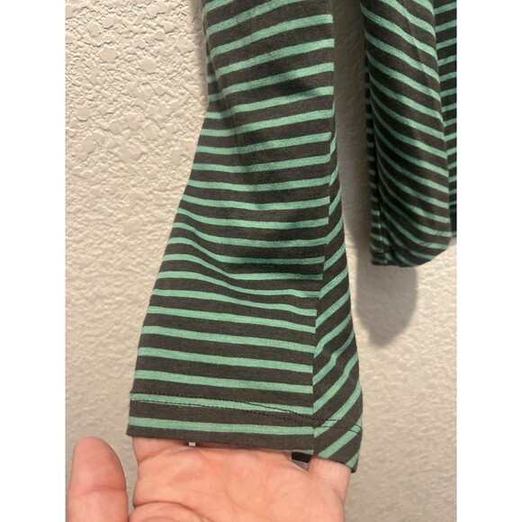 Toad And Co Horny Toad Striped VNeck Long Sleeve Shirt Large Green Black Cotton - Picture 5 of 9